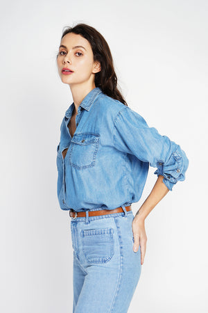 JEAN SHIRT WITH FRONT POCKETS