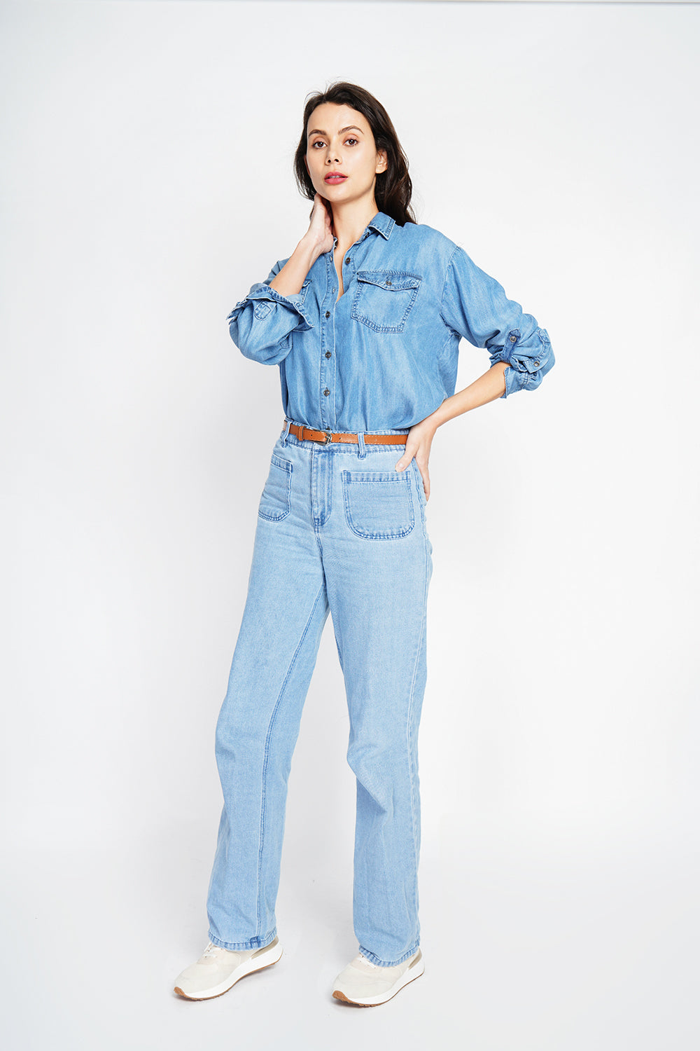 JEAN SHIRT WITH FRONT POCKETS