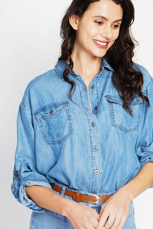 JEAN SHIRT WITH FRONT POCKETS