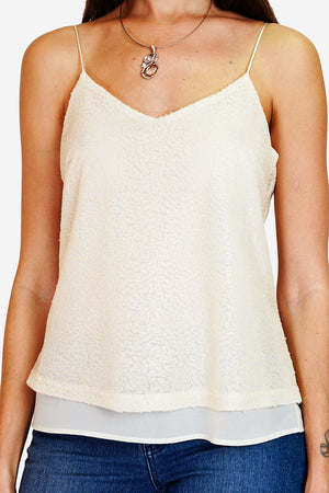 Thin sequin strap top