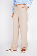 Pantalon coupe droite taille mi-haute à poches – Camel – Assuili