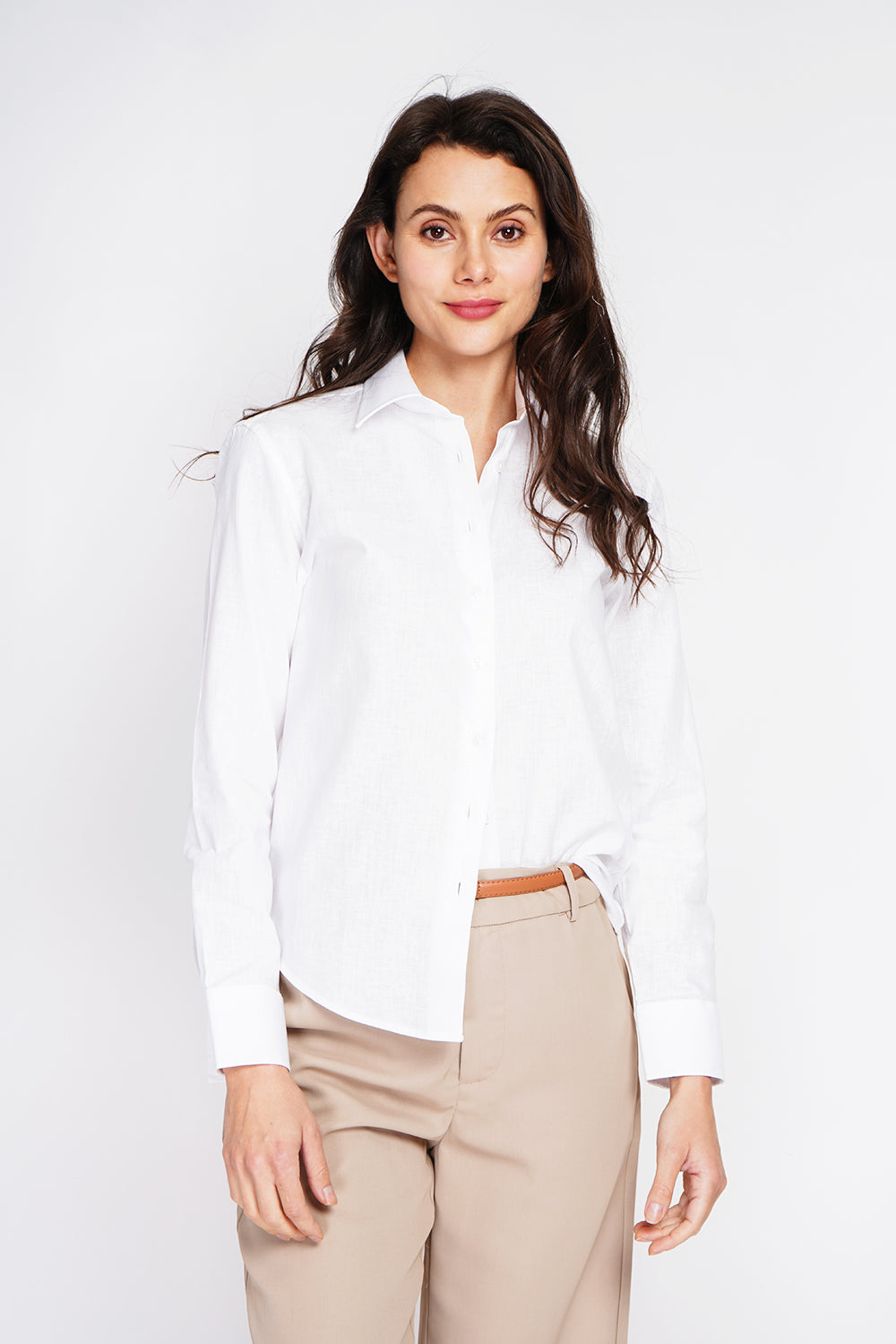 Chemise col classique coupe large – Blanc – Assuili