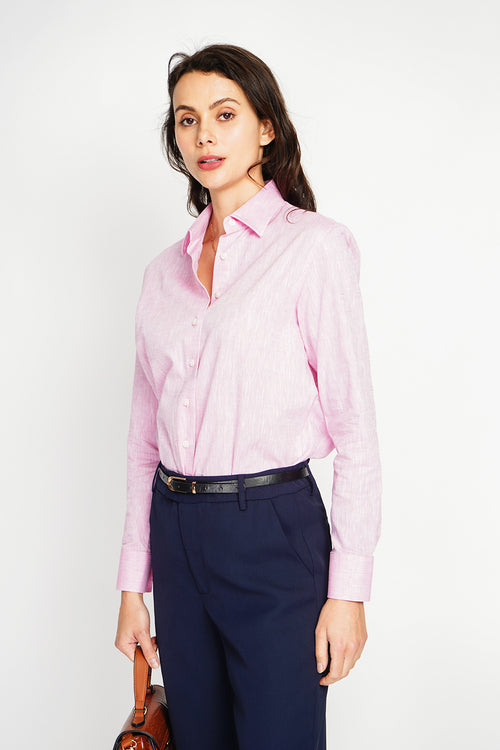 Chemise col classique coupe large – Rose – Assuili