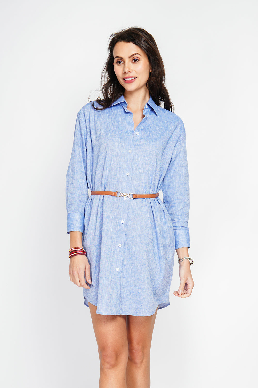 Classic collar shirt dress with wide cut – Blue Jeans – Assuili