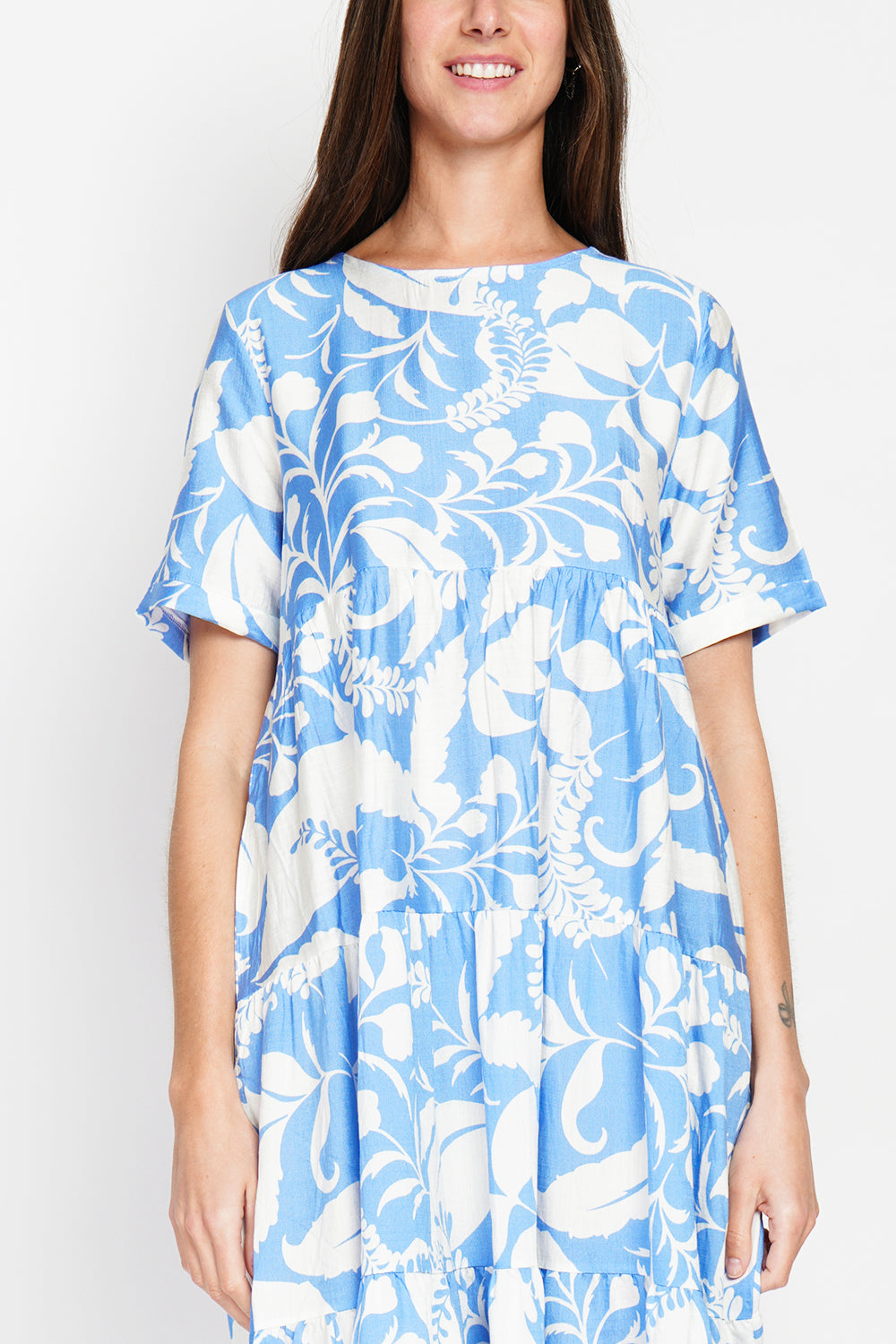 Short Sleeve Babydoll Midi Dress