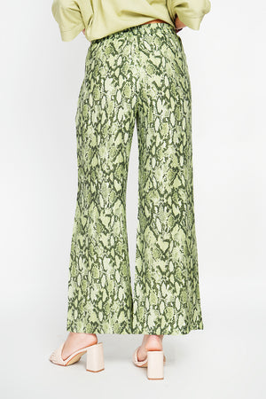 Snakeskin Print High Waisted Drawstring Pants with Pockets