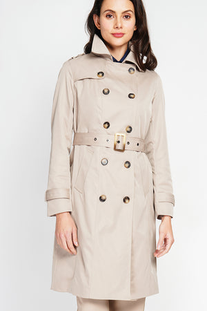 Long trench coat with belt and long sleeves