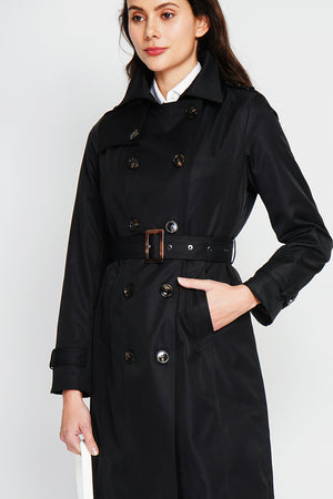 Long trench coat with belt and long sleeves