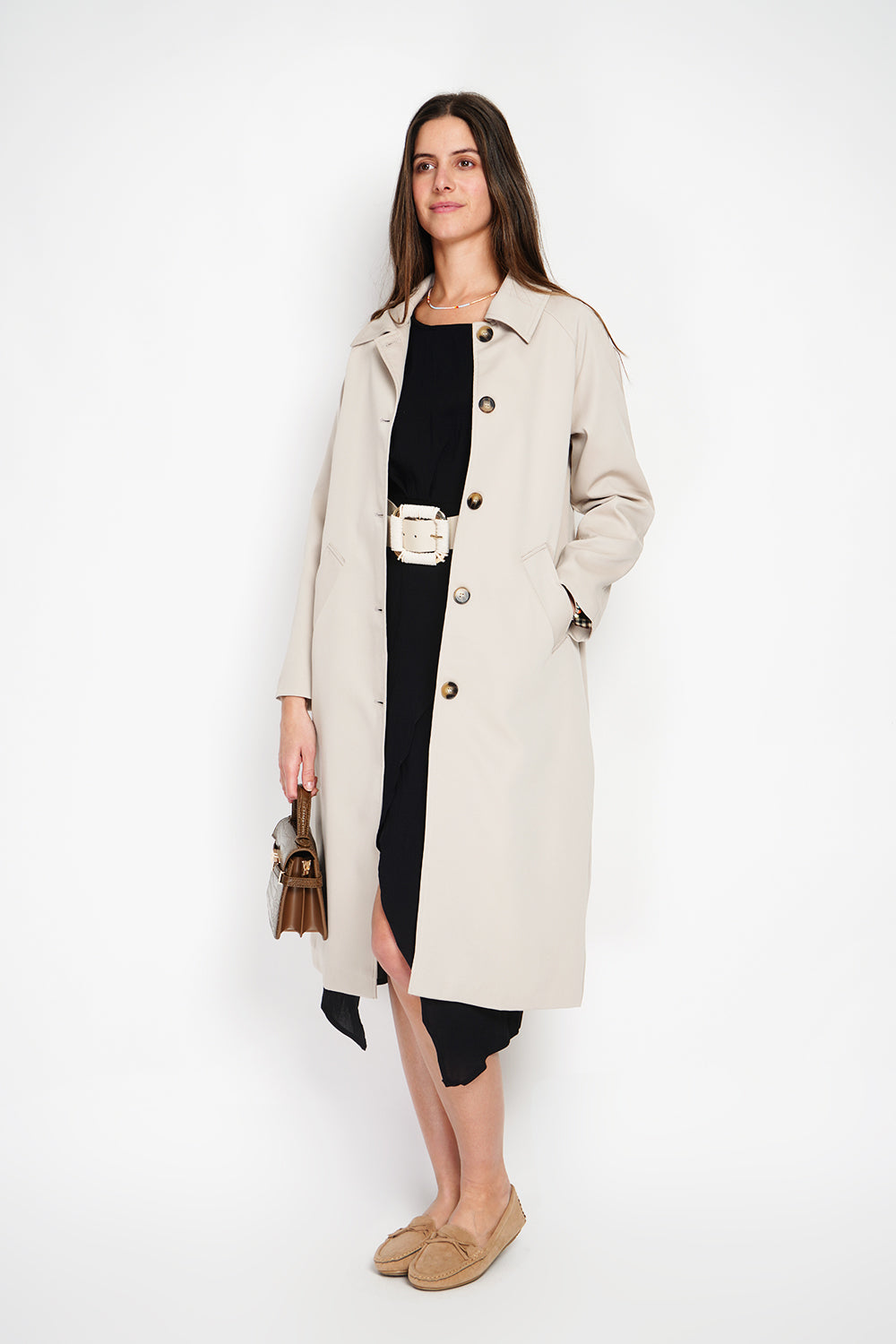 Trench oversize doublure à carreaux – Beige – Assuili