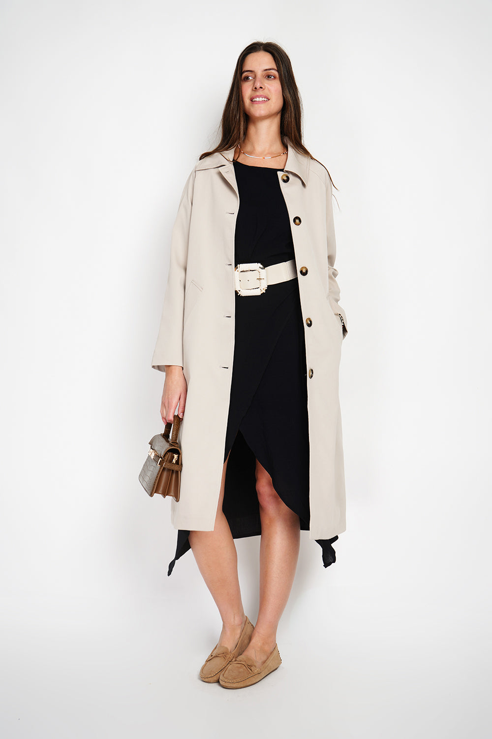 Oversized trench coat with checked lining