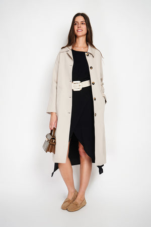 Oversized trench coat with checked lining