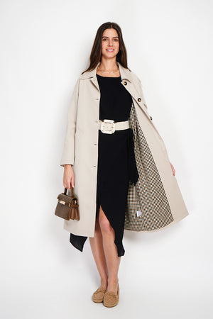 Oversized trench coat with checked lining