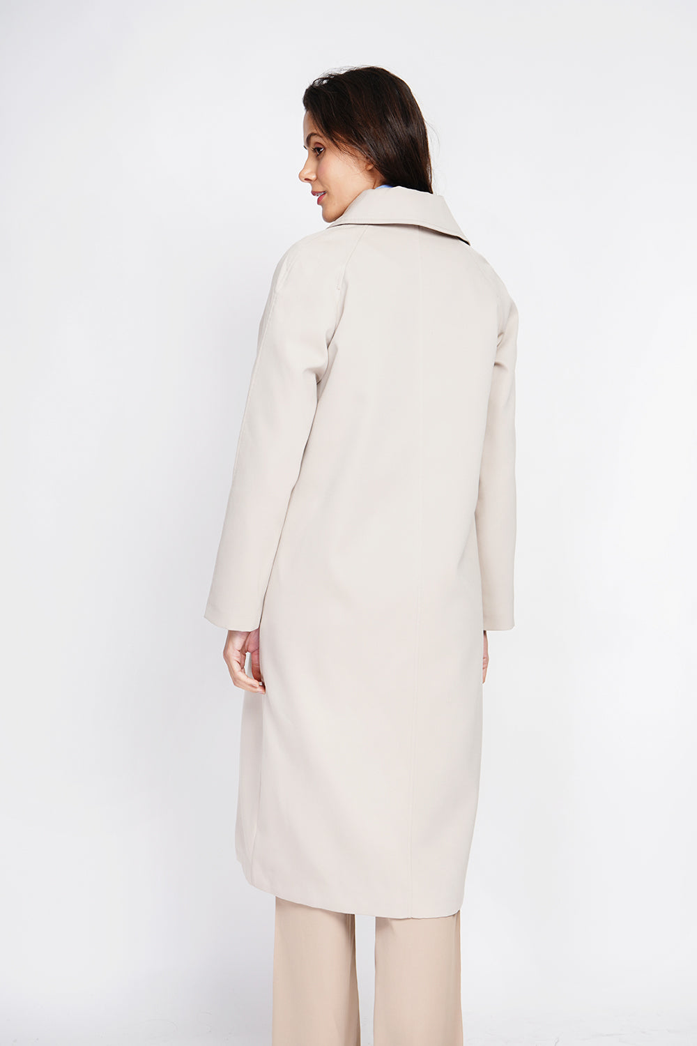 Trench oversize doublure à carreaux – Beige – Assuili