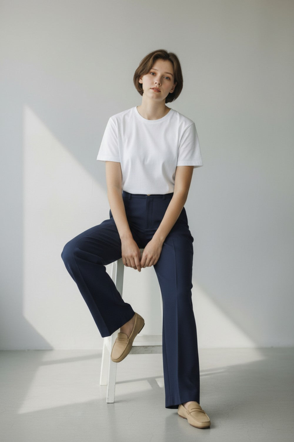 Pantalon coupe large poches latérales – Bleu marine – Assuili