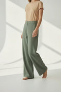 Pantalon coupe large poches latérales – Kaki clair – Assuili