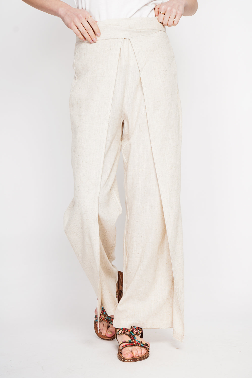 Pantalon portefeuille large poches latérales – Lin – Assuili