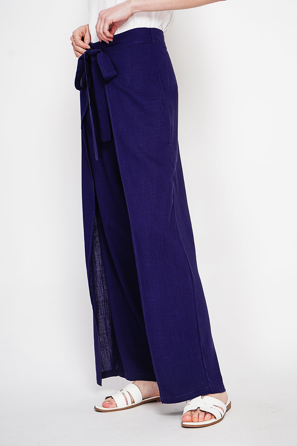 Pantalon portefeuille large poches latérales – Bleu marine – Assuili