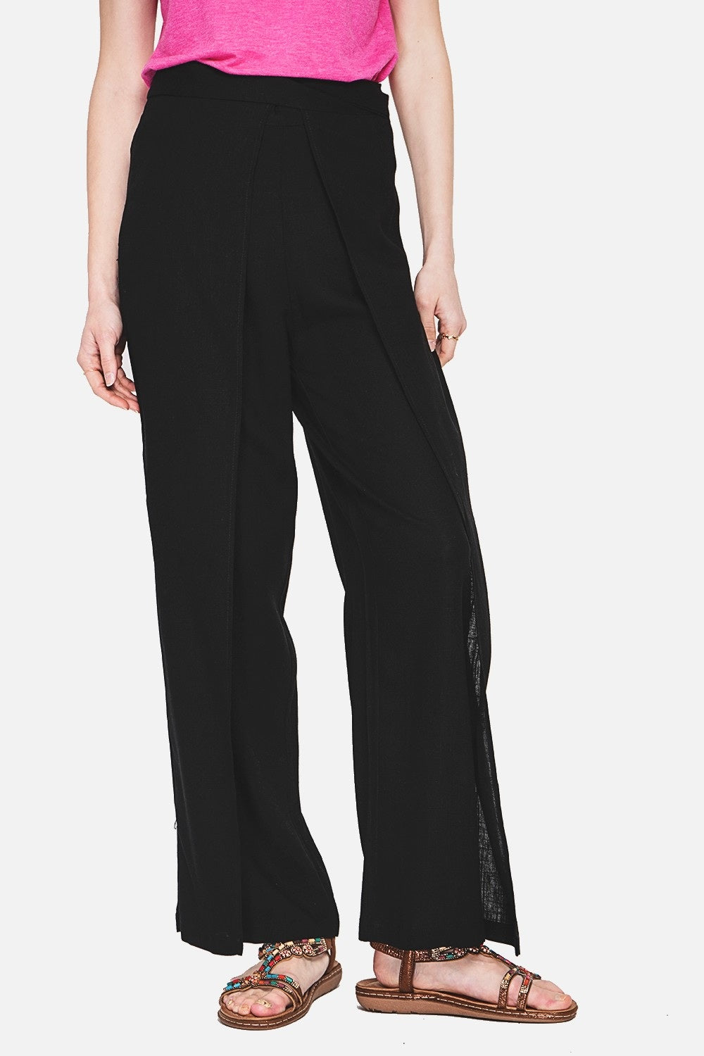 Pantalon portefeuille large poches latérales – Noir – Assuili
