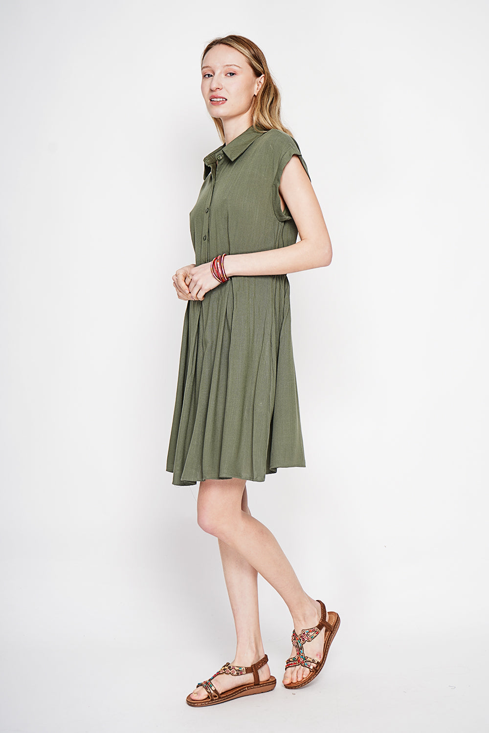 Robe saharienne manches courtes – Kaki – Assuili
