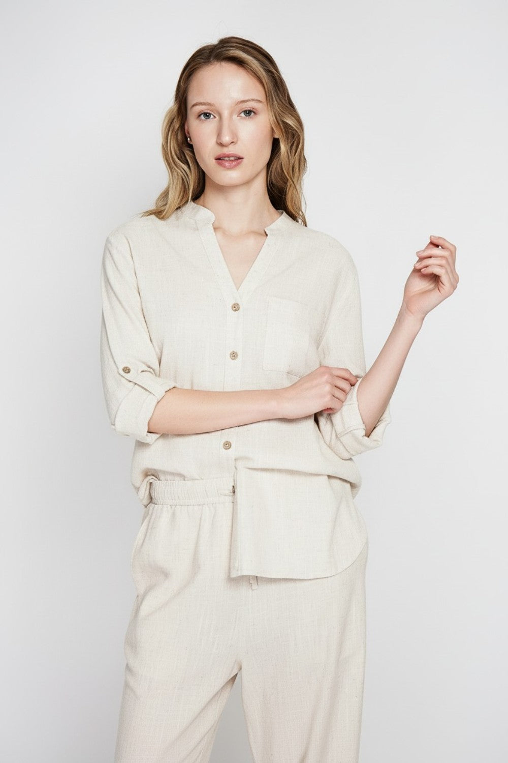 Buttoned front tunic with pockets – Linen – Assuili
