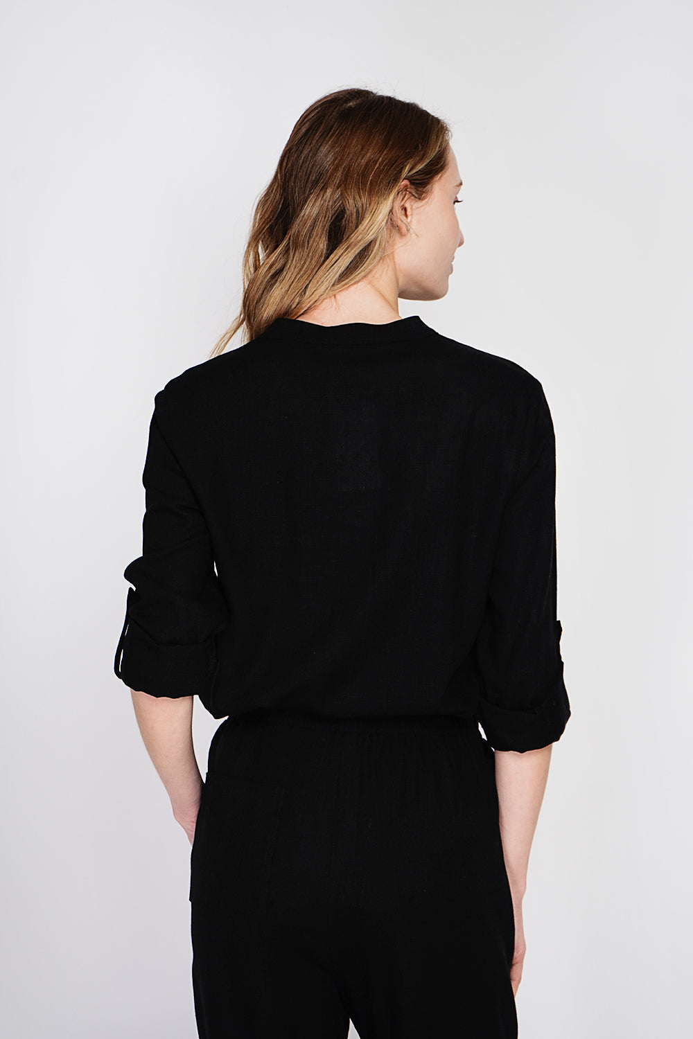 Buttoned front tunic with pockets – Black – Assuili