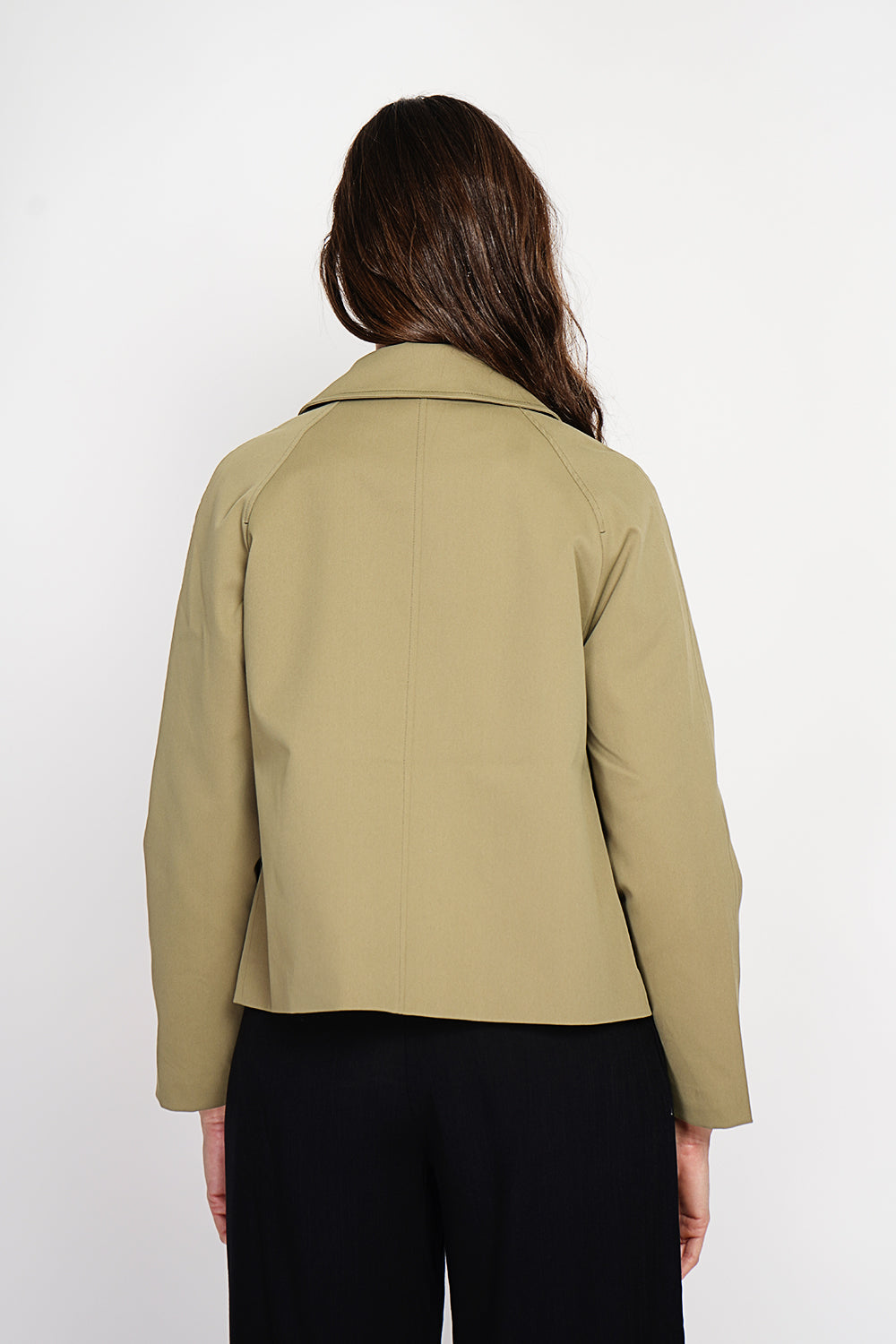 Trench court oversize doublure à carreaux – Kaki clair – Assuili