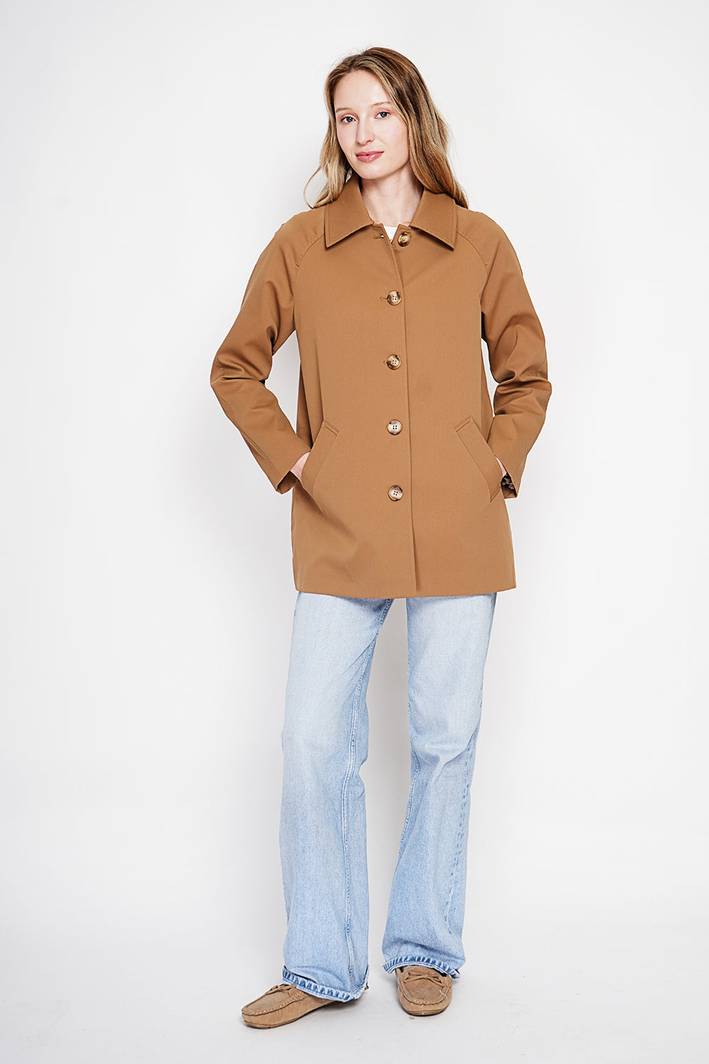 Trench mi-long oversize doublure à carreaux – Marron – Assuili