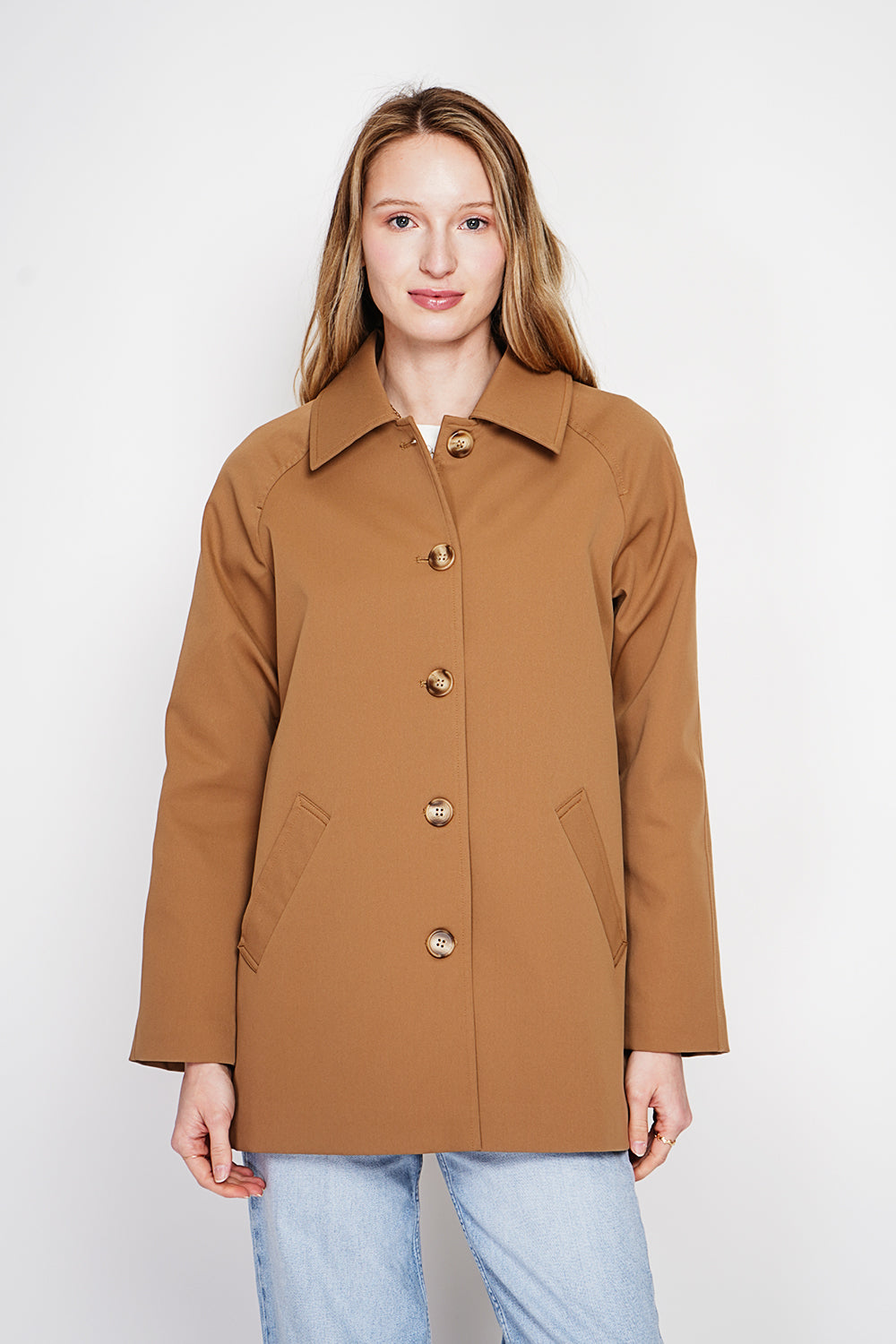 Trench mi-long oversize doublure à carreaux – Marron – Assuili
