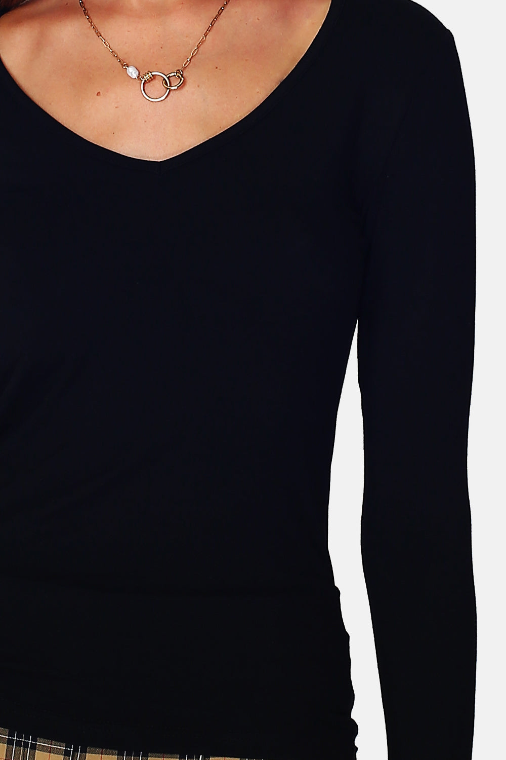 V-neck under sweater with long sleeves