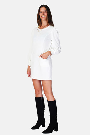 Long sleeve crew neck dress with pockets