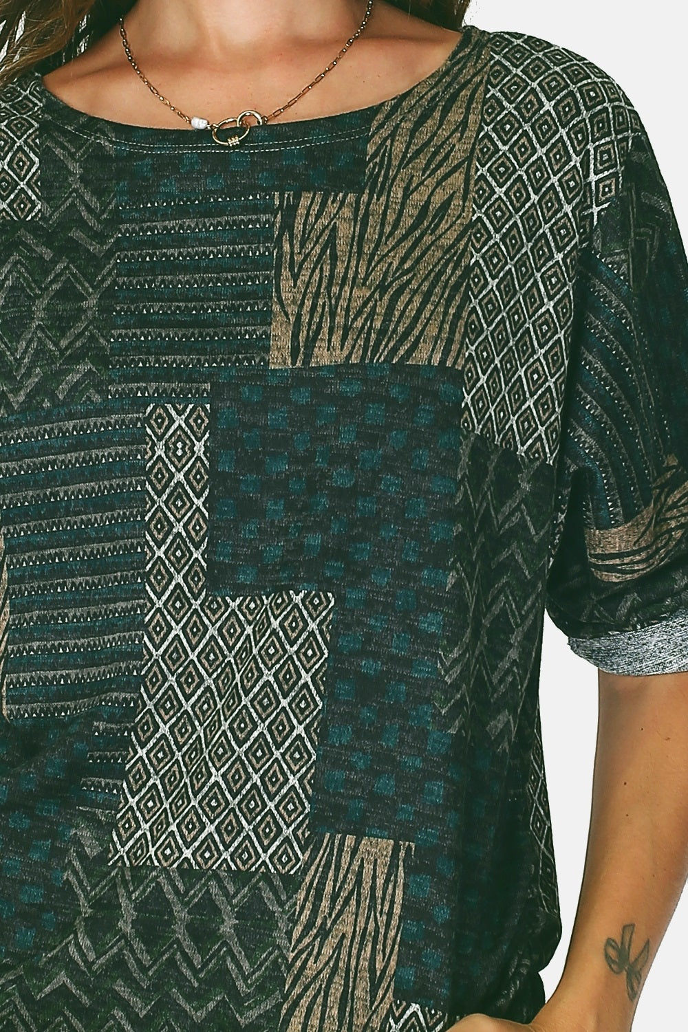 Vintage Pullover mit Rundhalsausschnitt und Imp-Ärmeln