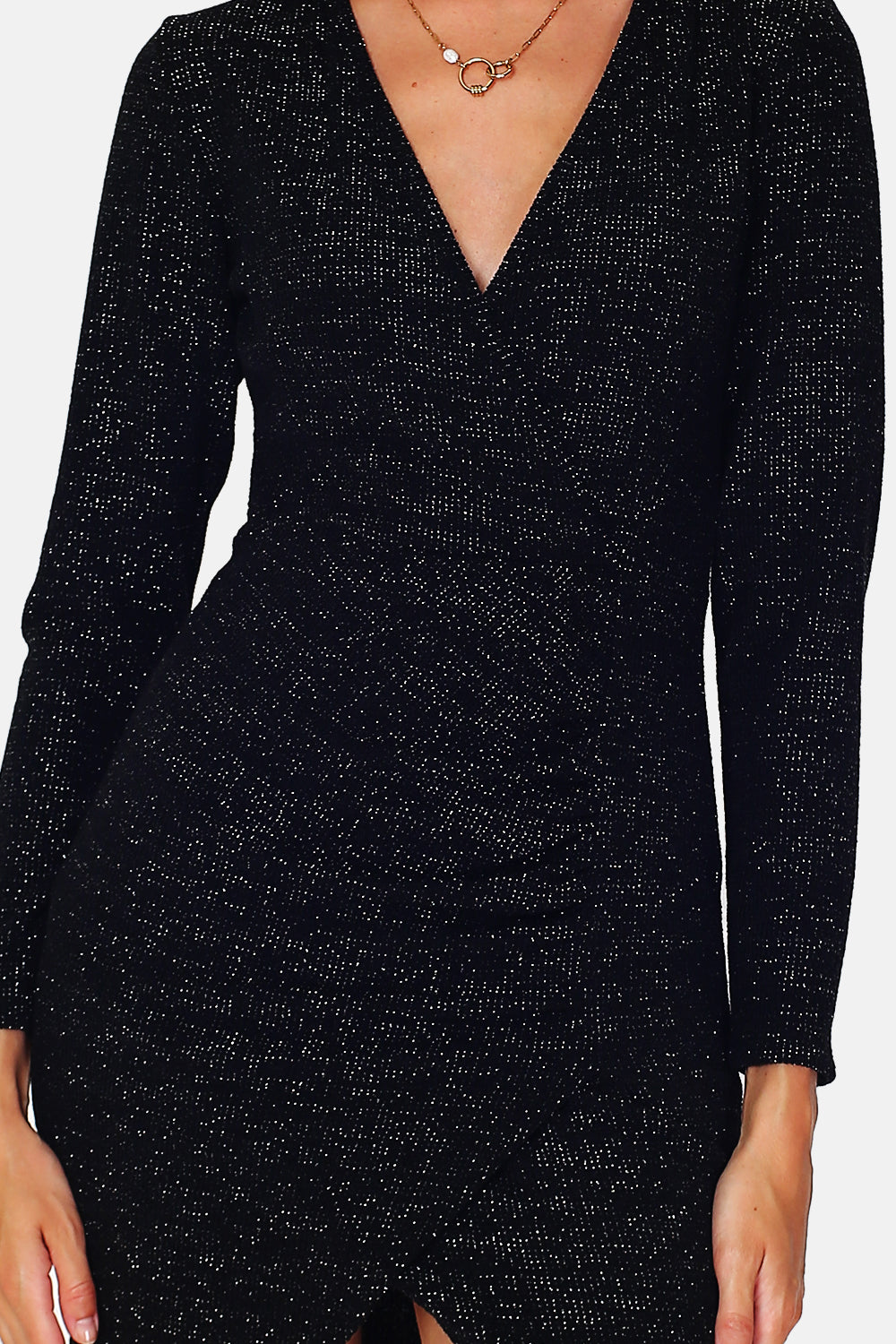 V-neck crossover dress with long sleeves