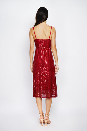 Sequined Pleated Wrap Long Dress