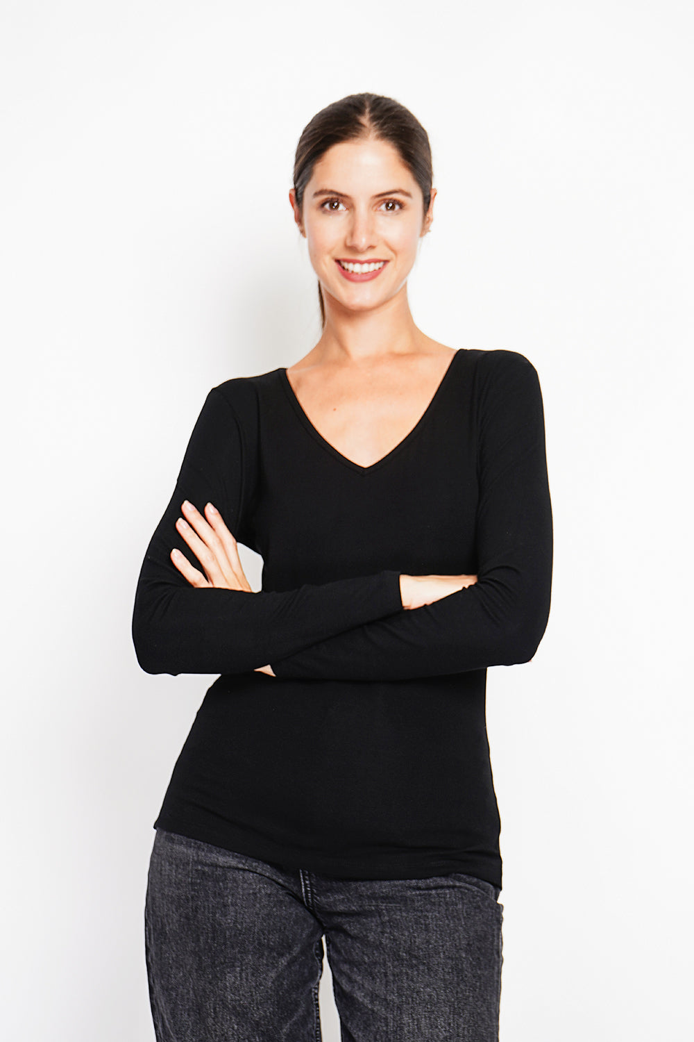 Sous-pull col V fourré thermique – Noir – Assuili