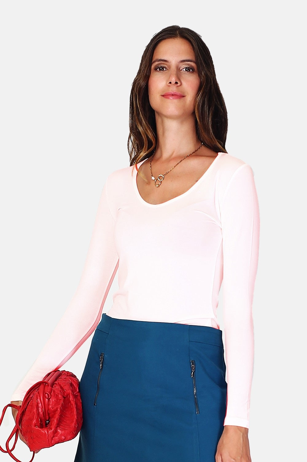 Sous-pull col V fourré thermique – Rose – Assuili