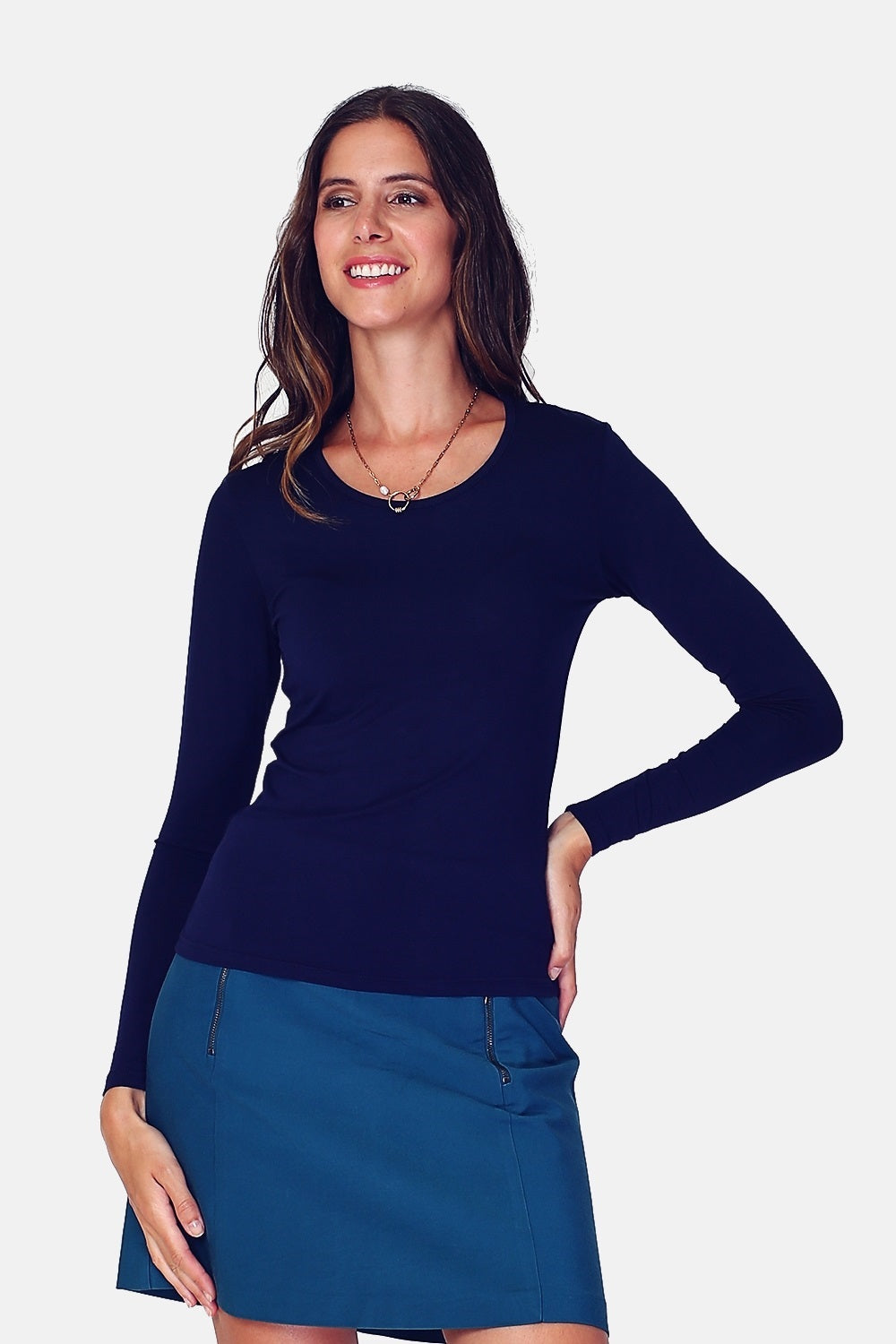 Sous-pull col rond fourré thermique – Bleu nuit – Assuili