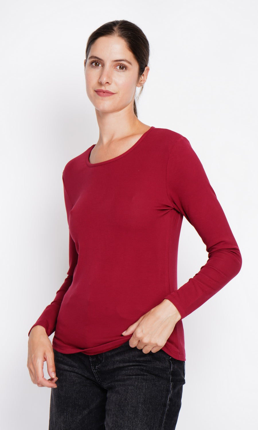 Sous-pull col rond fourré thermique – Bordeaux – Assuili