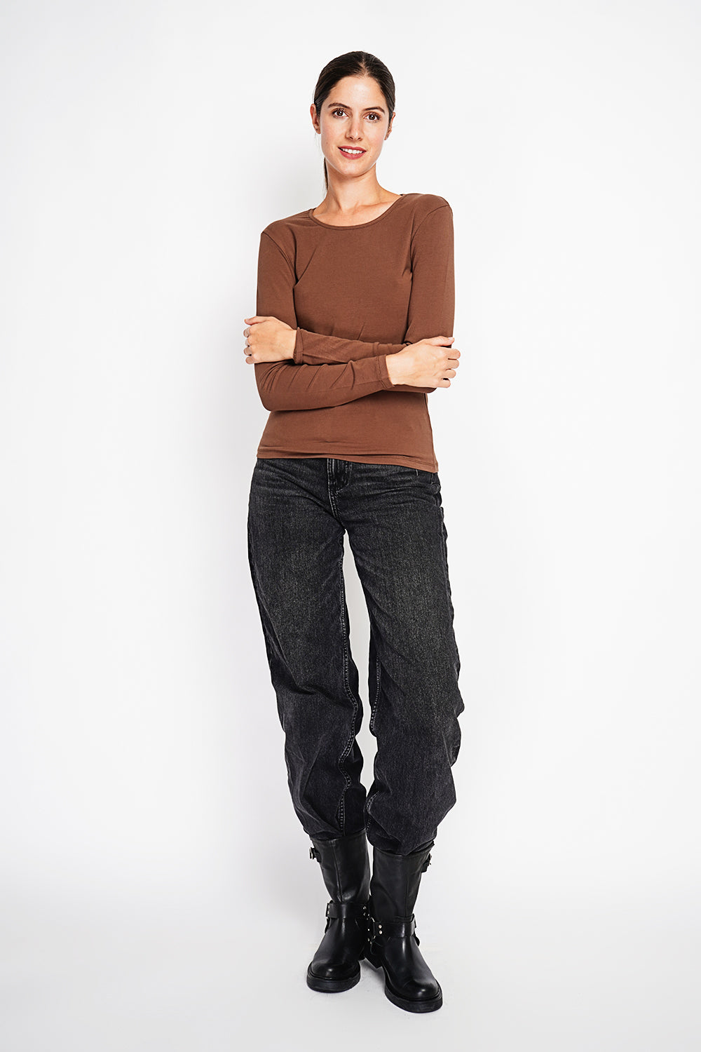 Sous-pull col rond fourré thermique – Marron – Assuili
