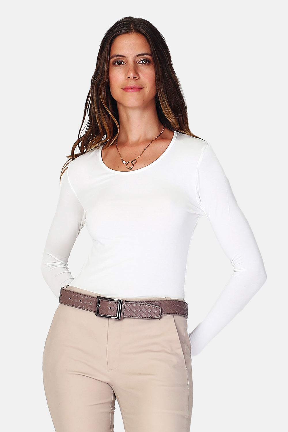 Sous-pull col rond fourré thermique – Blanc cassé – Assuili