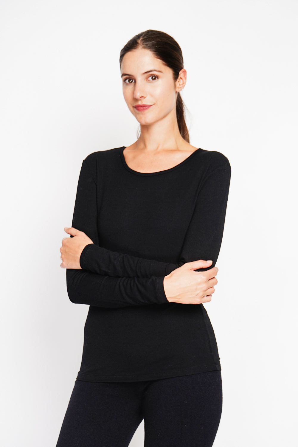 Sous-pull col rond fourré thermique – Noir – Assuili