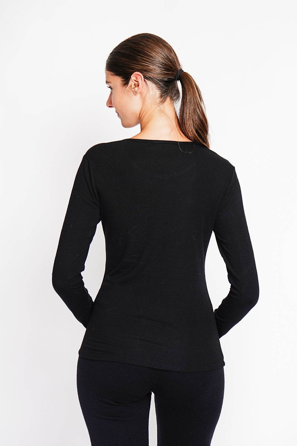 Sous-pull col rond fourré thermique – Noir – Assuili