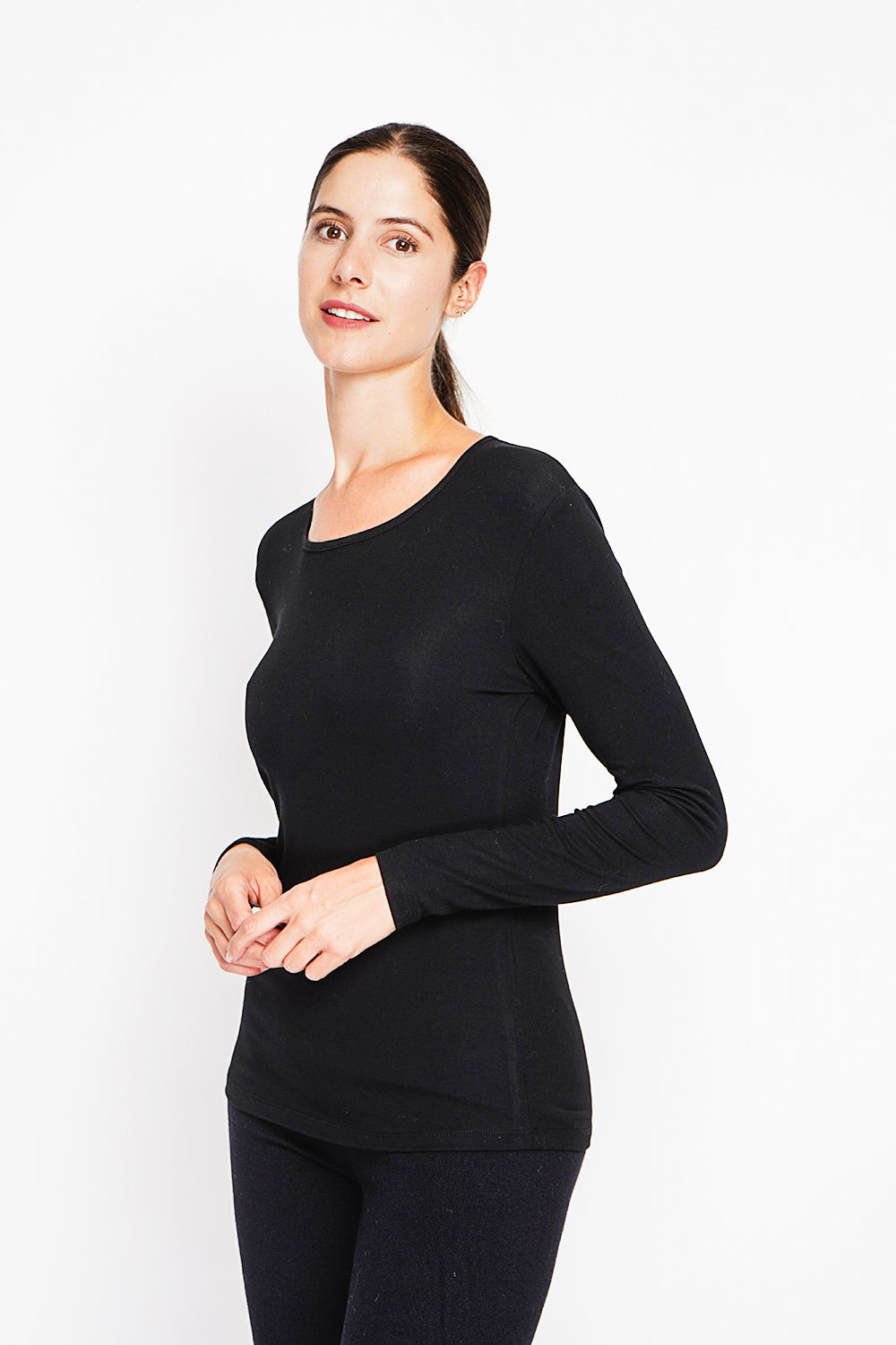 Sous-pull col rond fourré thermique – Noir – Assuili
