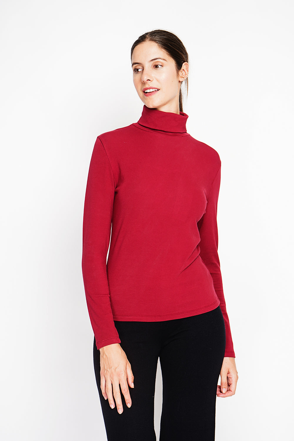 Sous-pull col roulé fourré thermique – Bordeaux – Assuili