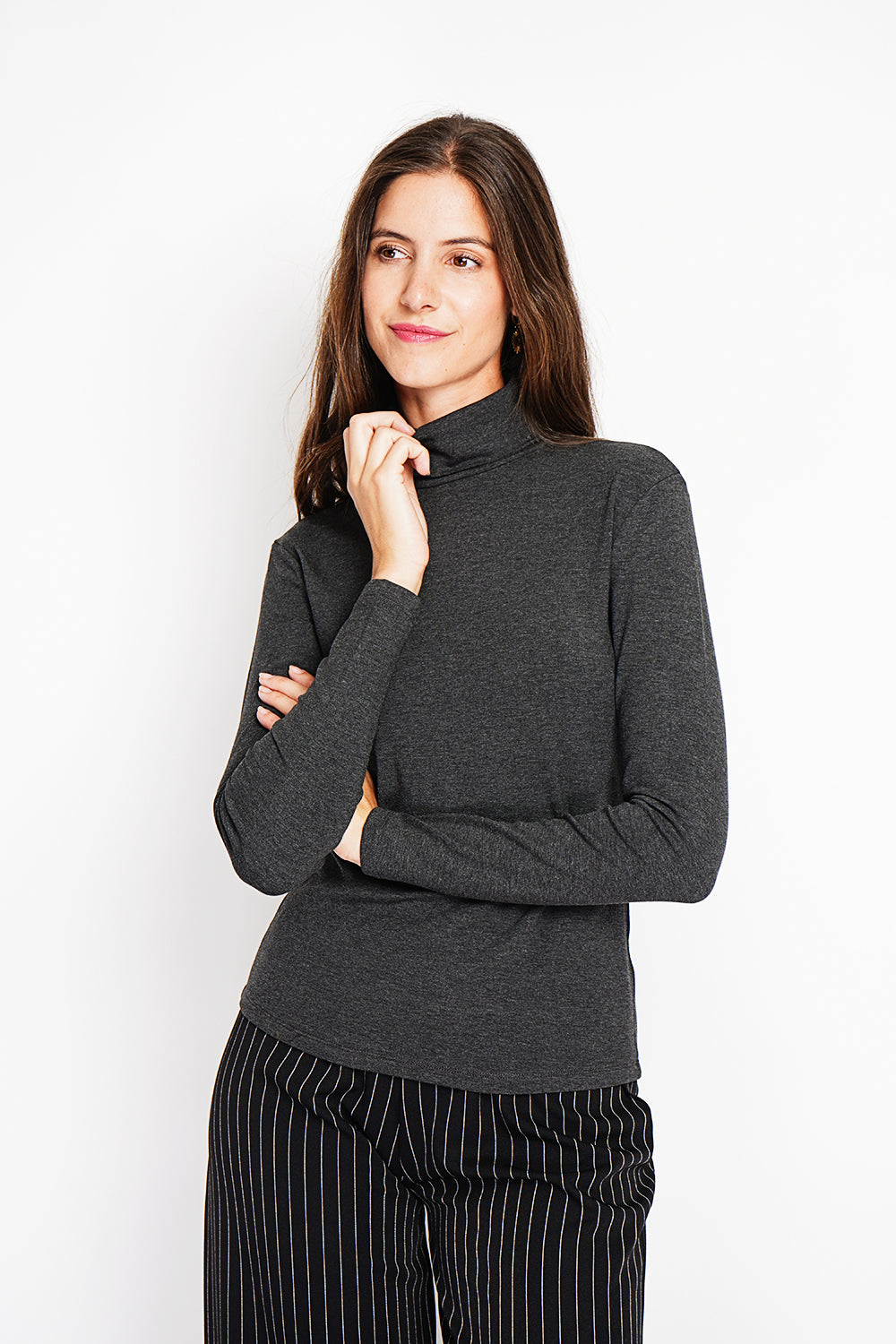 Sous-pull col roulé fourré thermique – Gris foncé – Assuili