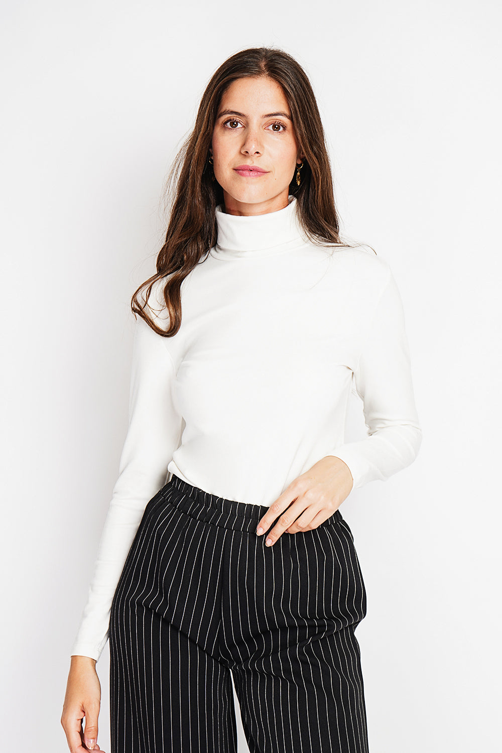 Sous-pull col roulé fourré thermique – Blanc cassé – Assuili