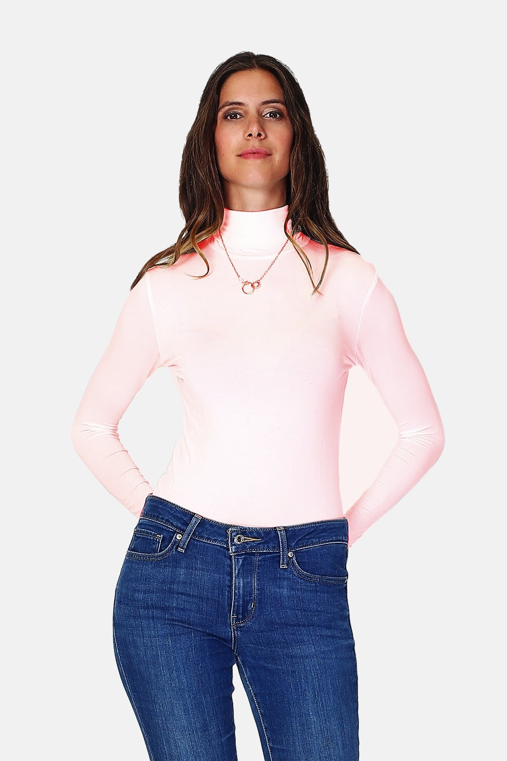 Sous-pull col roulé fourré thermique – Rose – Assuili
