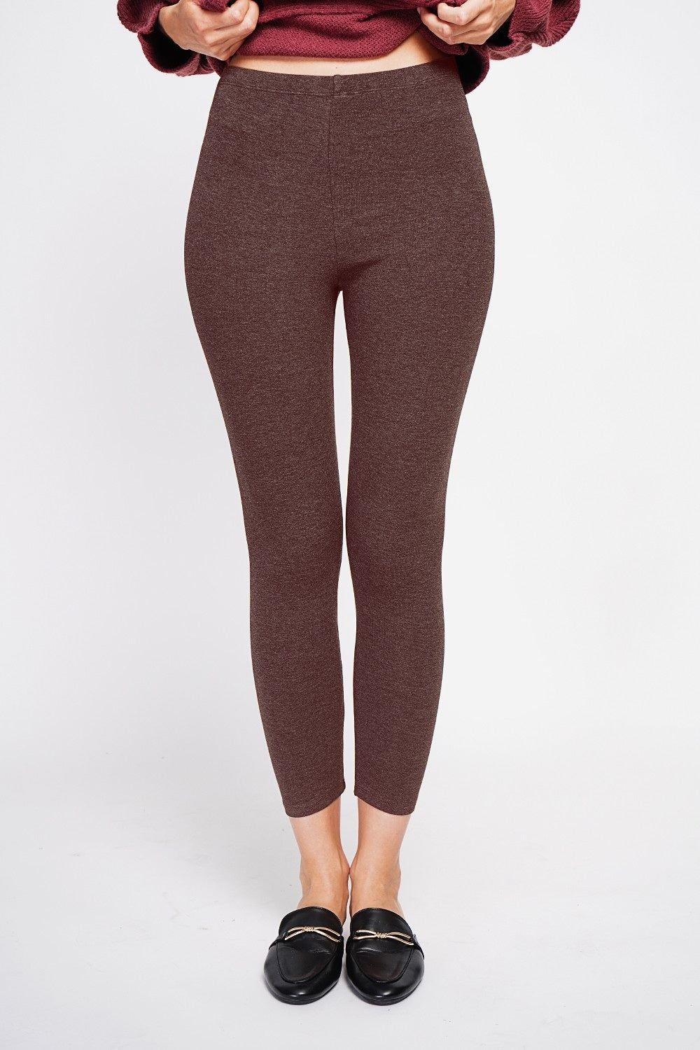 Legging taille haute fourré – Café – Assuili