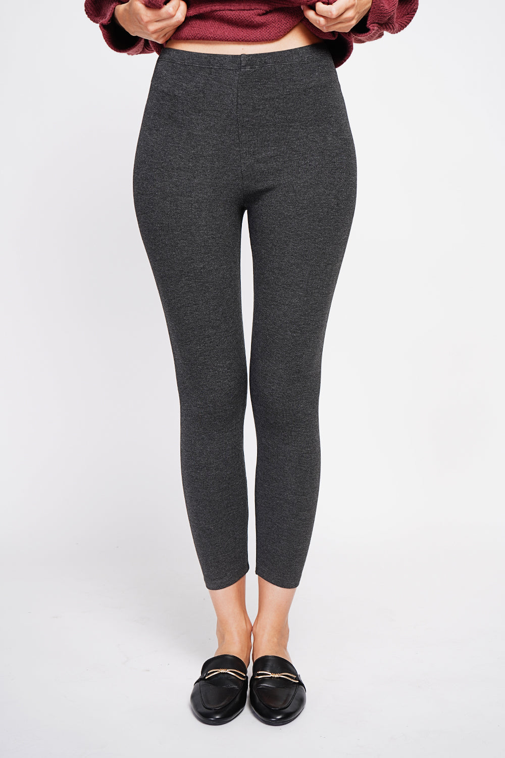 Legging taille haute fourré – Gris foncé – Assuili