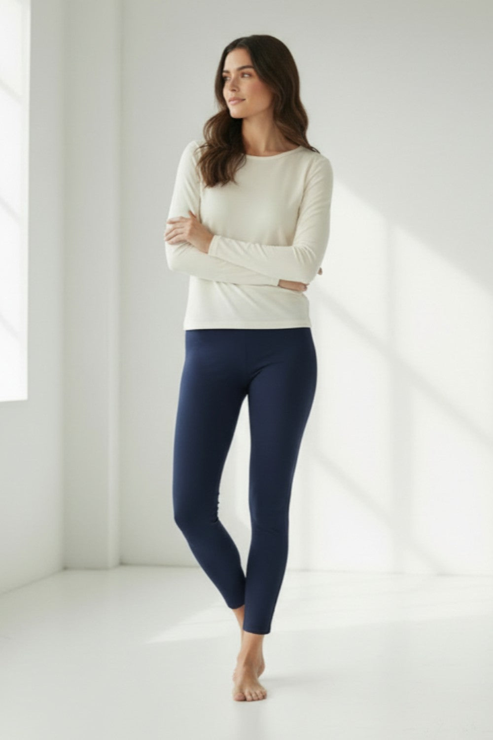 Legging taille haute fourré – Bleu nuit – Assuili