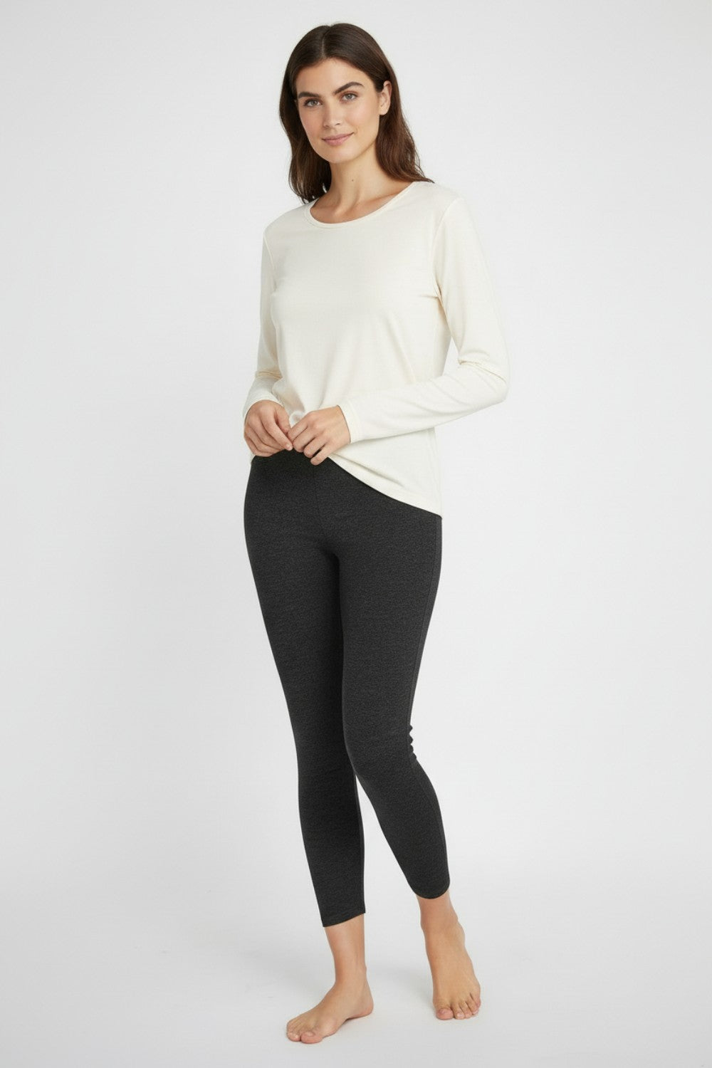 Legging taille haute fourré – Gris foncé – Assuili